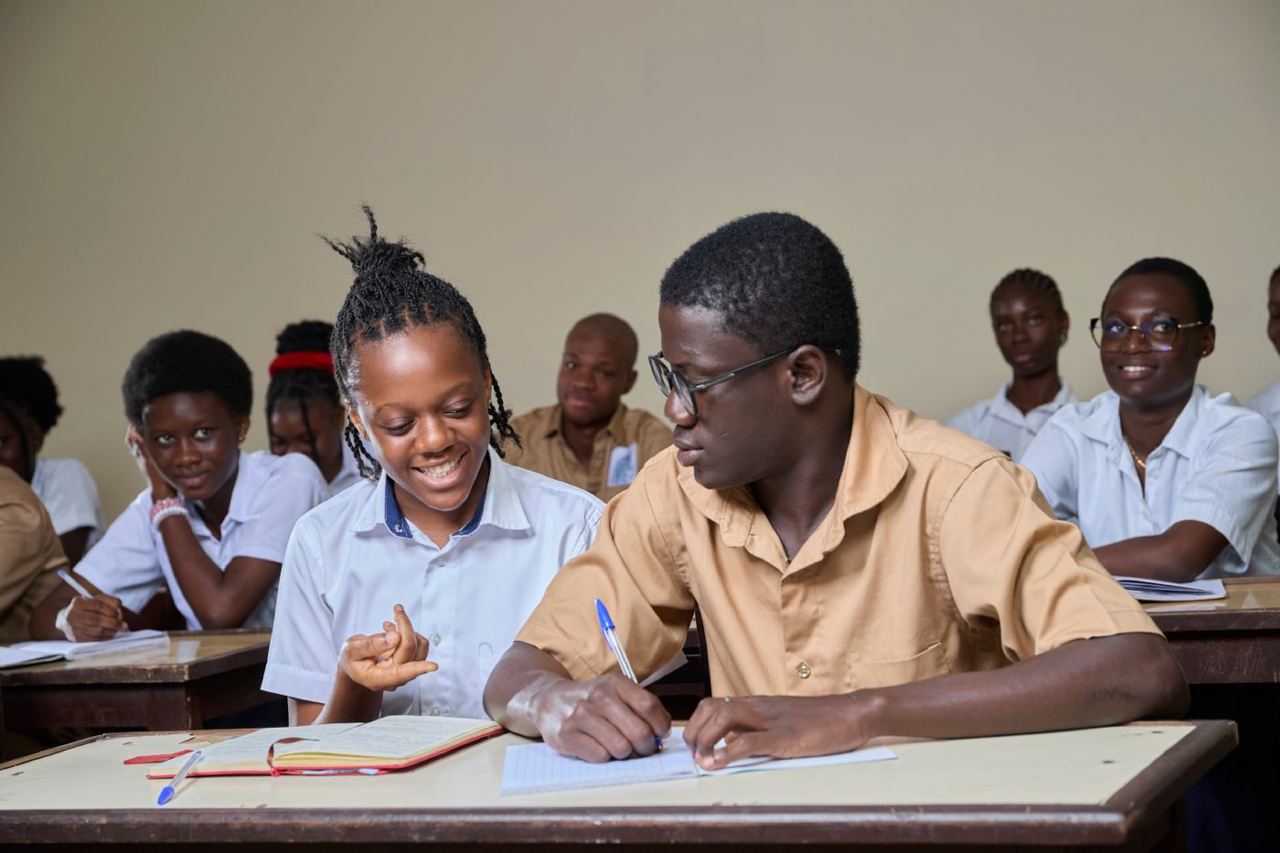 Nigerian secondary-school students studying